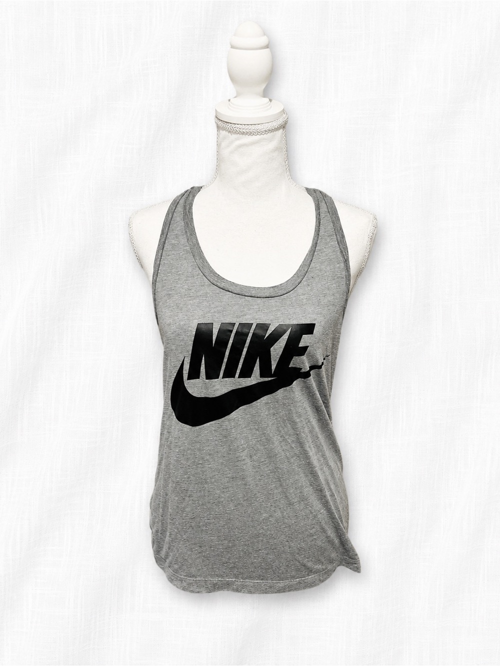 Nike Gray Racerback Tank with Black Swoosh Logo